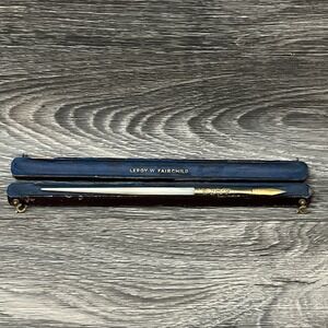 Antique Leroy W. Fairchild #4 Gold & Mother of Pearl Dip Pen W/NIB Original Box